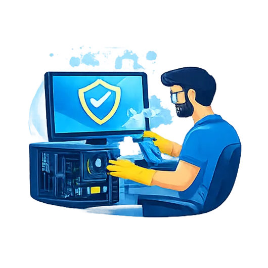 Entretien et dépoussiérage d’ordinateur par un professionnel