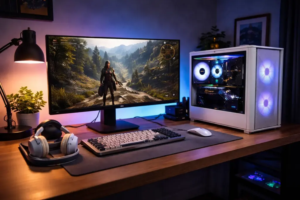 Bureau de jeu avec ordinateur RGB