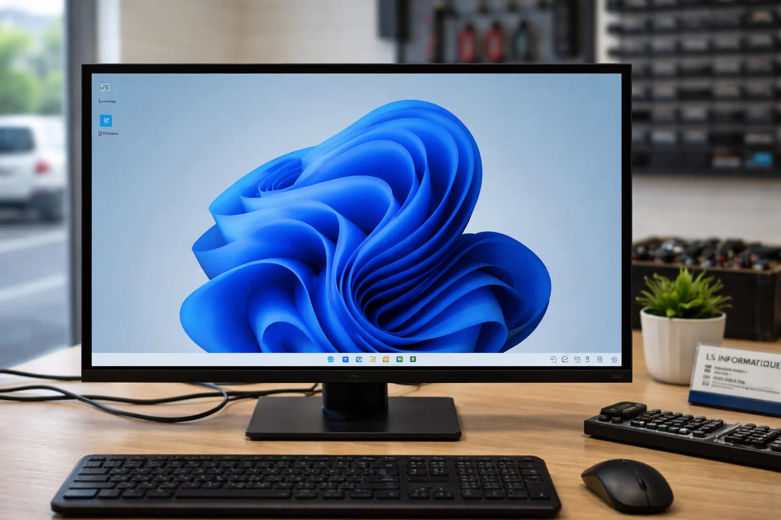 Écran d'ordinateur avec Windows 11